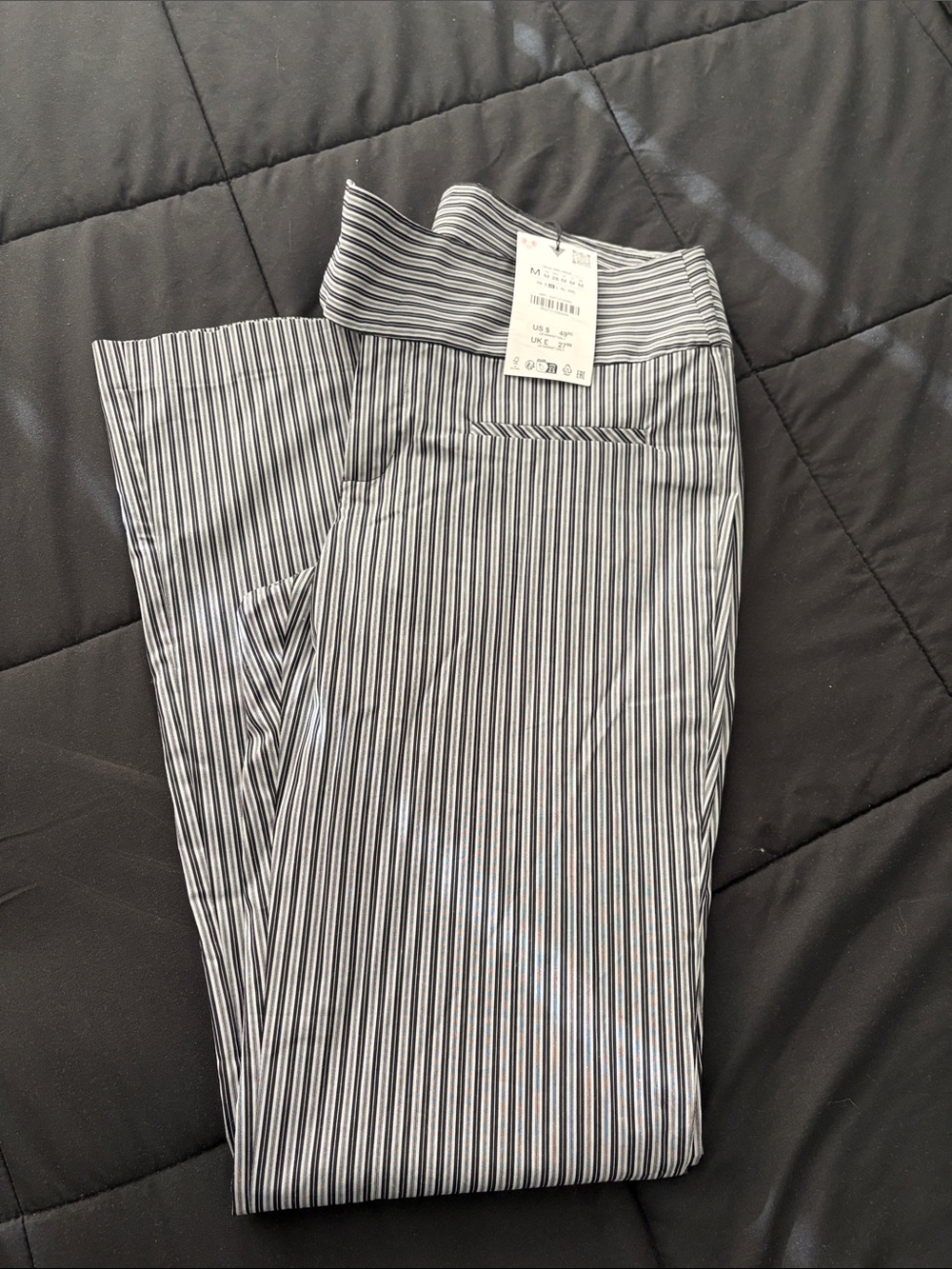 Zara Women's Black & White Pinstripe Trousers